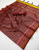RajYog RajMata Pavitra Patola Silk Saree - Handloom Weaving Zari Border Lagadi Patta - M.R. Saree Emporium
