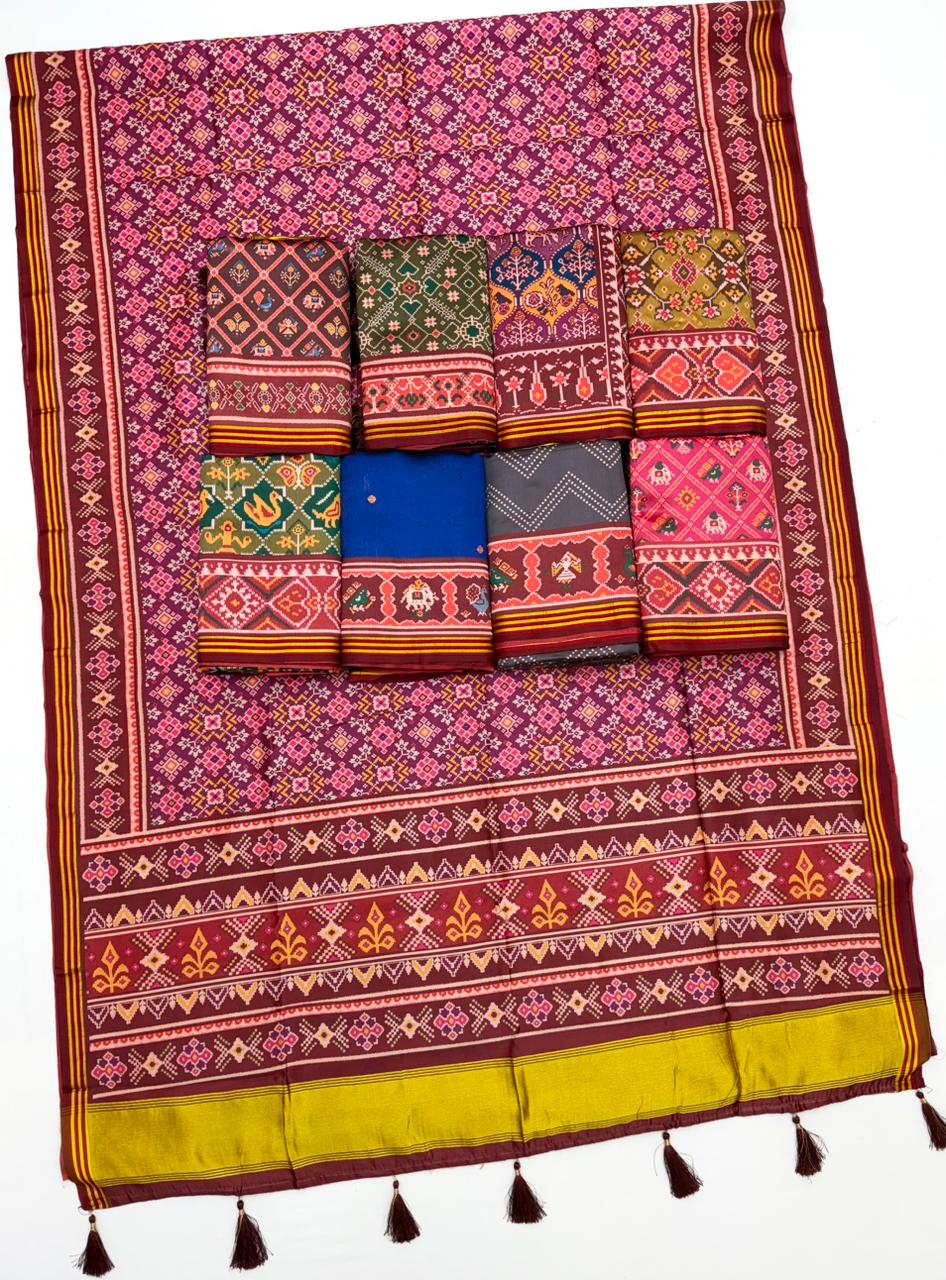 RajYog RajMata Pavitra Patola Silk Saree - Handloom Weaving Zari Border Lagadi Patta - M.R. Saree Emporium
