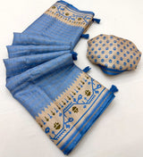 Kazari Series Charvi Tusser Saree with Zari Checks