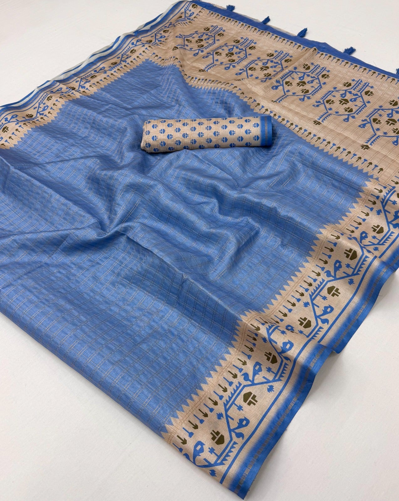 Kazari Series Charvi Tusser Saree with Zari Checks
