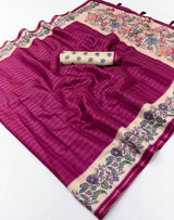 Charvi Tusser Saree with Kalamkari Pallu-6 Pcs Set.