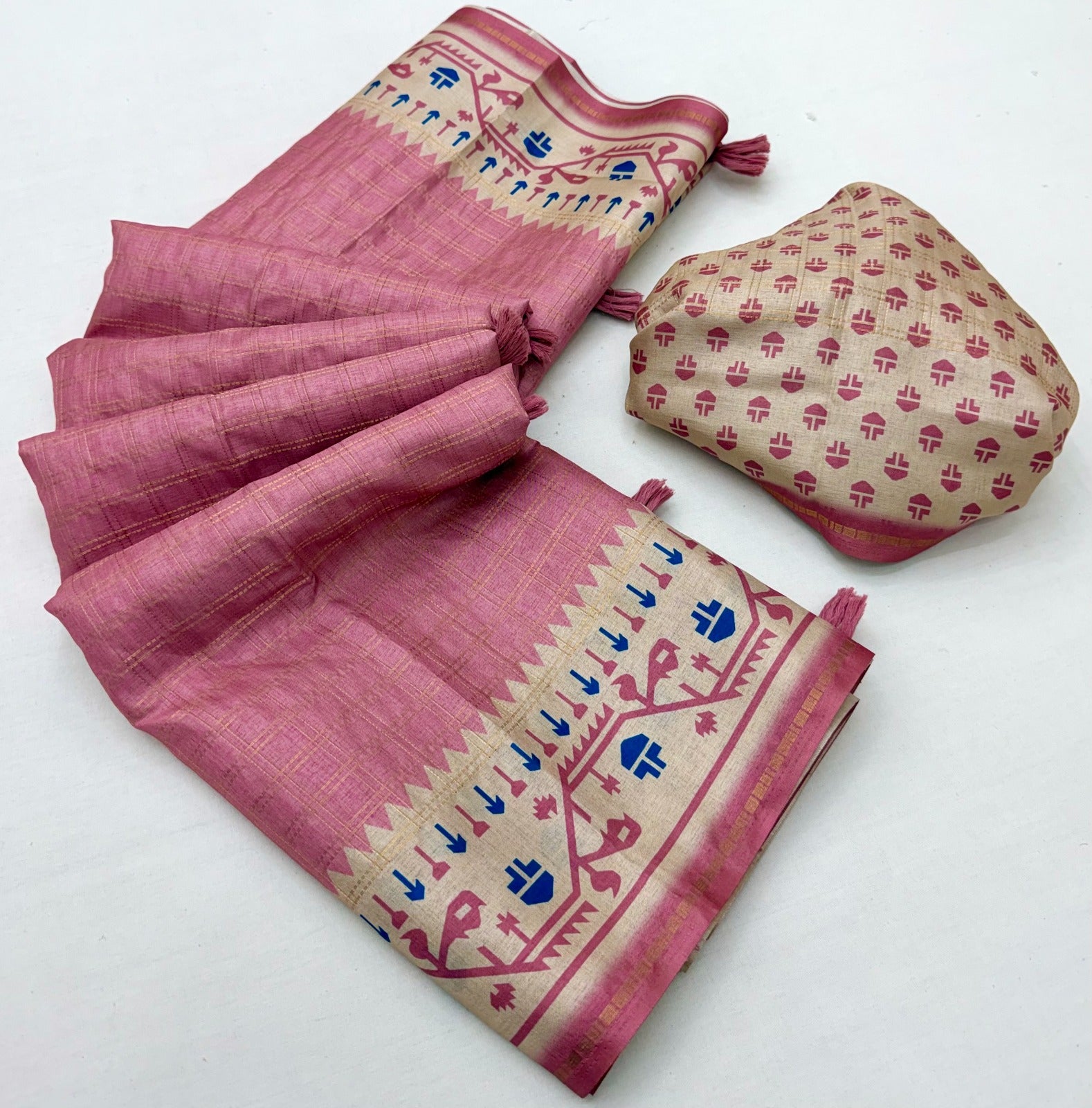 Kazari Series Charvi Tusser Saree with Zari Checks