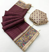 Kazari Series Charvi Tusser Saree with Zari Checks & Tassels