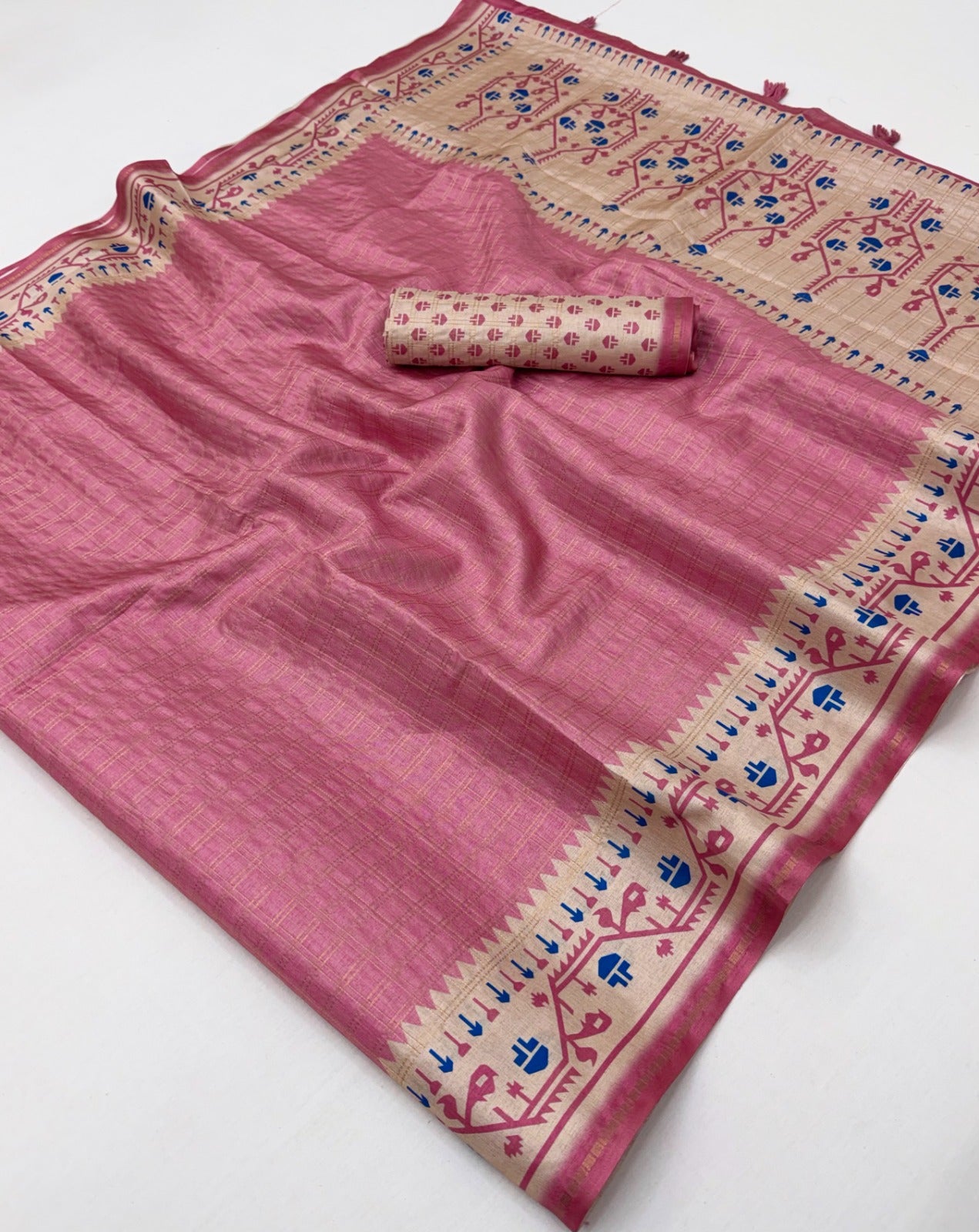 Kazari Series Charvi Tusser Saree with Zari Checks
