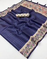 Charvi Tusser Saree with Kalamkari Pallu-6 Pcs Set.