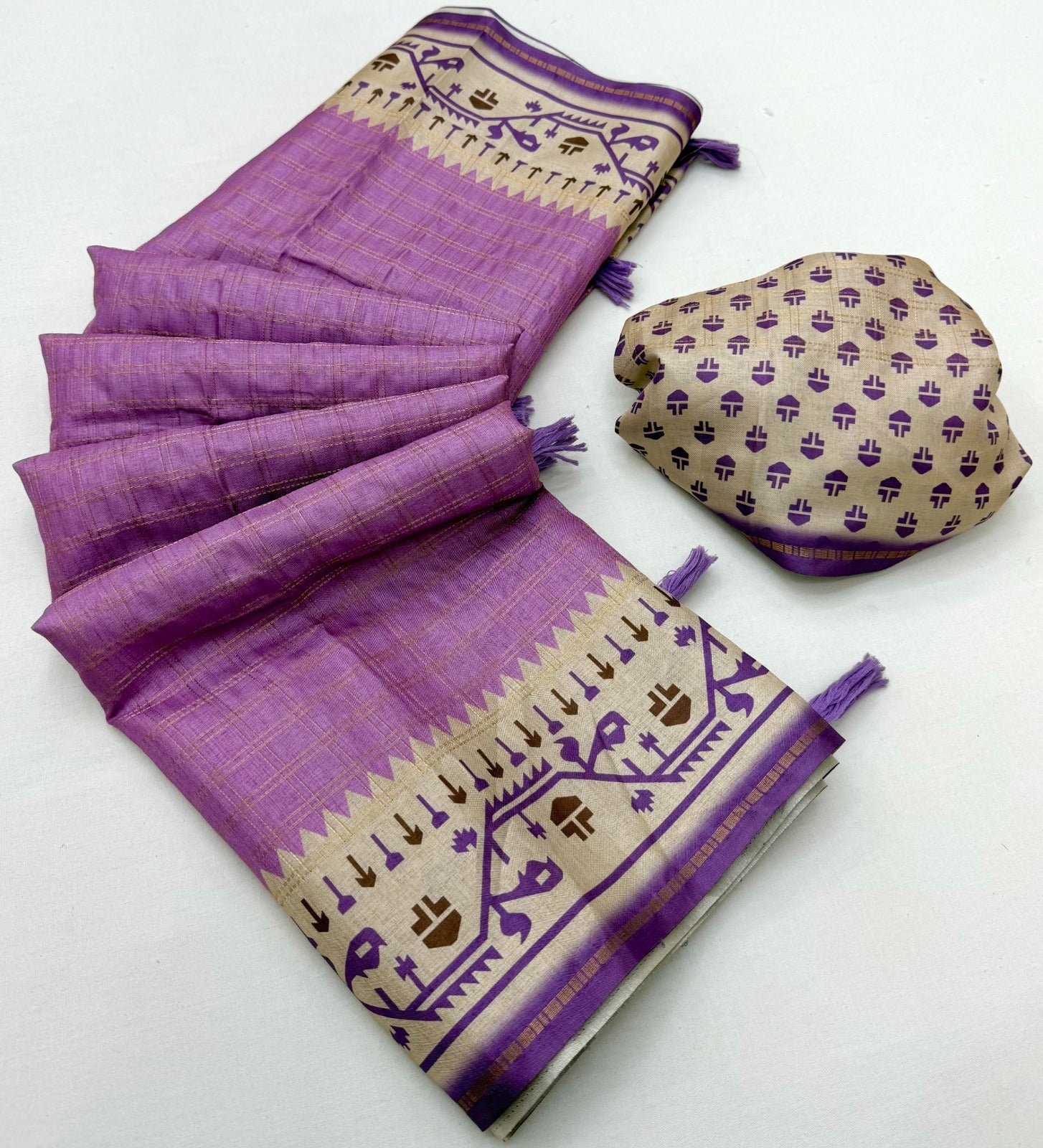 Kazari Series Charvi Tusser Saree with Zari Checks