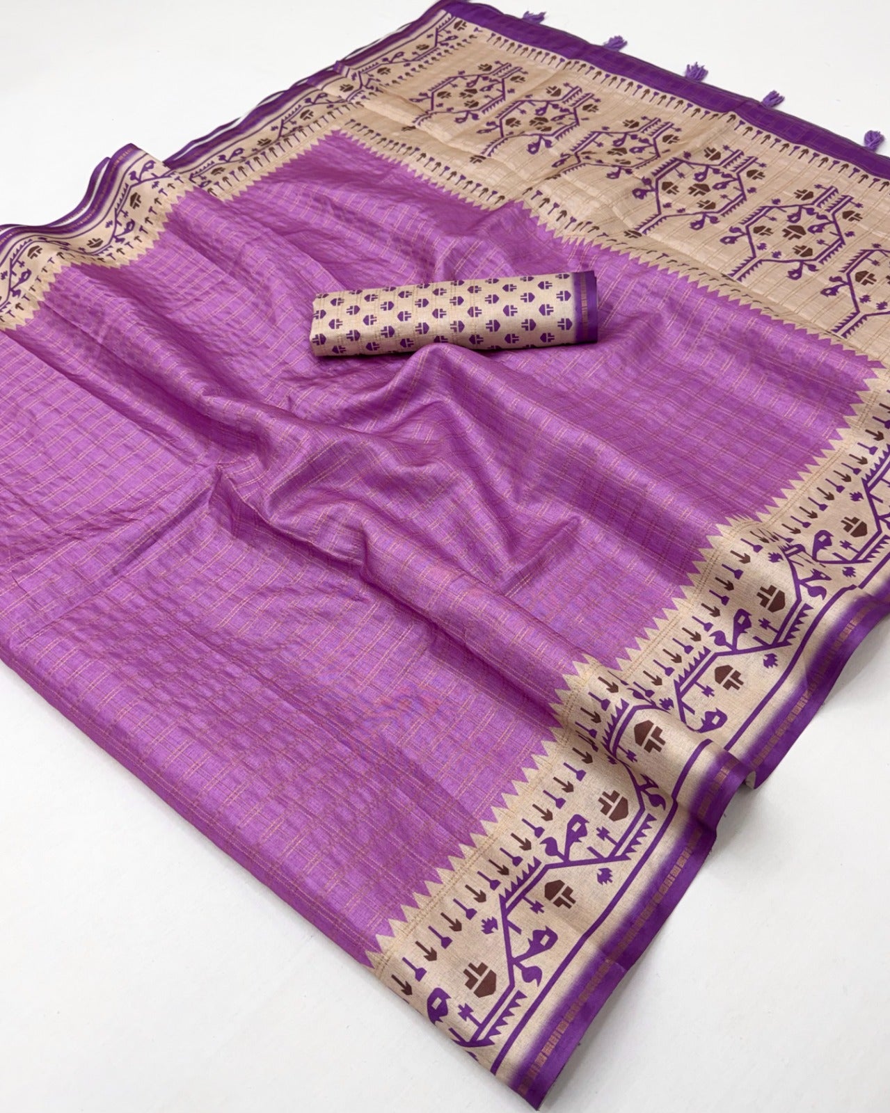 Kazari Series Charvi Tusser Saree with Zari Checks