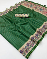 Charvi Tusser Saree with Kalamkari Pallu-6 Pcs Set.