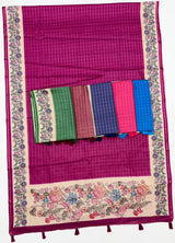 Charvi Tusser Saree with Kalamkari Pallu-6 Pcs Set.