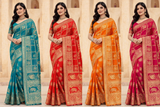 Silk Festival Elephant Motif Banarasi Silk Saree Set (4 Pcs) – Heavy Zari Wedding Collection-M.R. Saree Emporium
