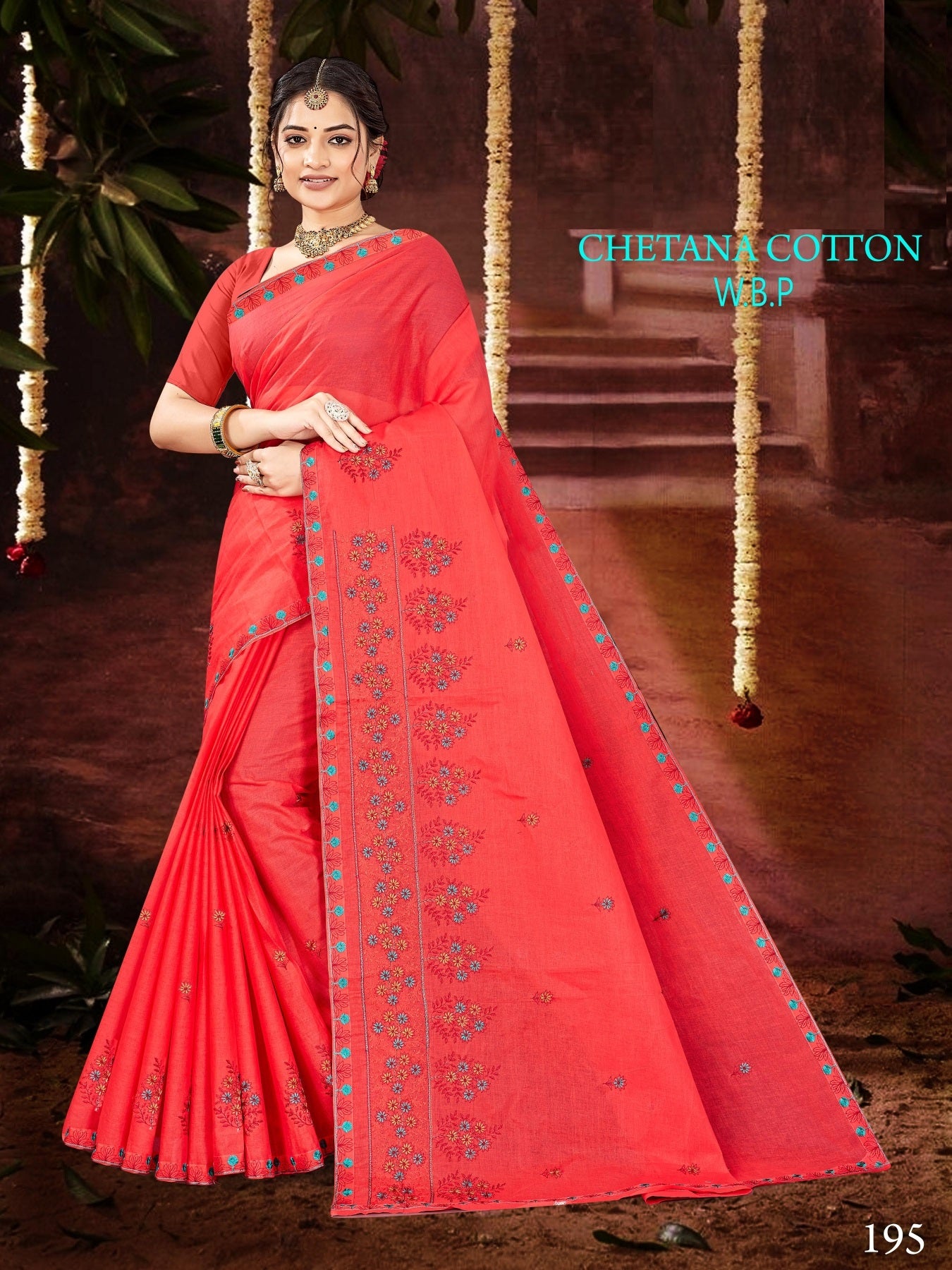 Chetna Cotton Work Saree W.B.P – Set of 8 Pcs -M.R. Saree Emporium