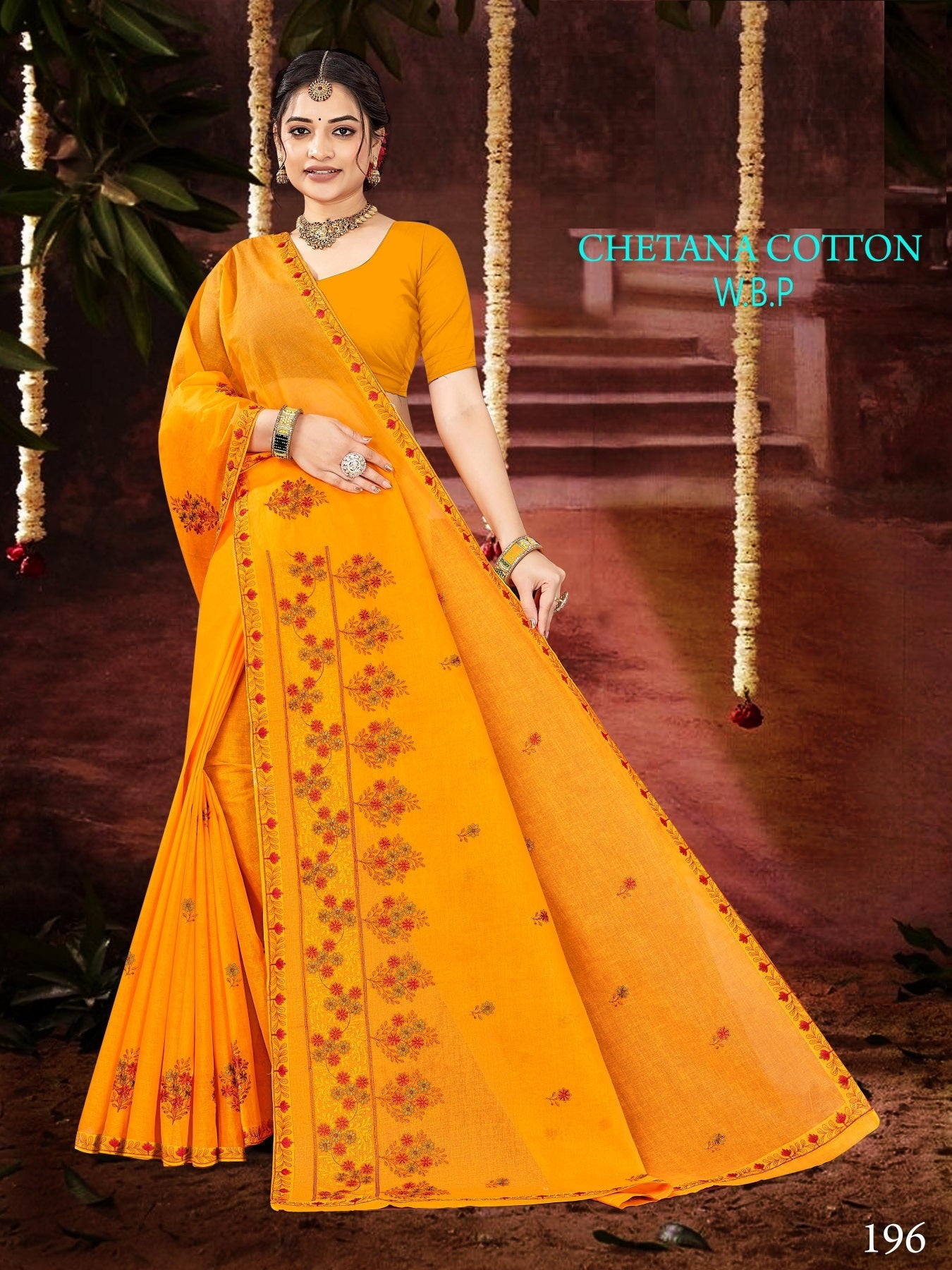 Chetna Cotton Work Saree W.B.P – Set of 8 Pcs -M.R. Saree Emporium