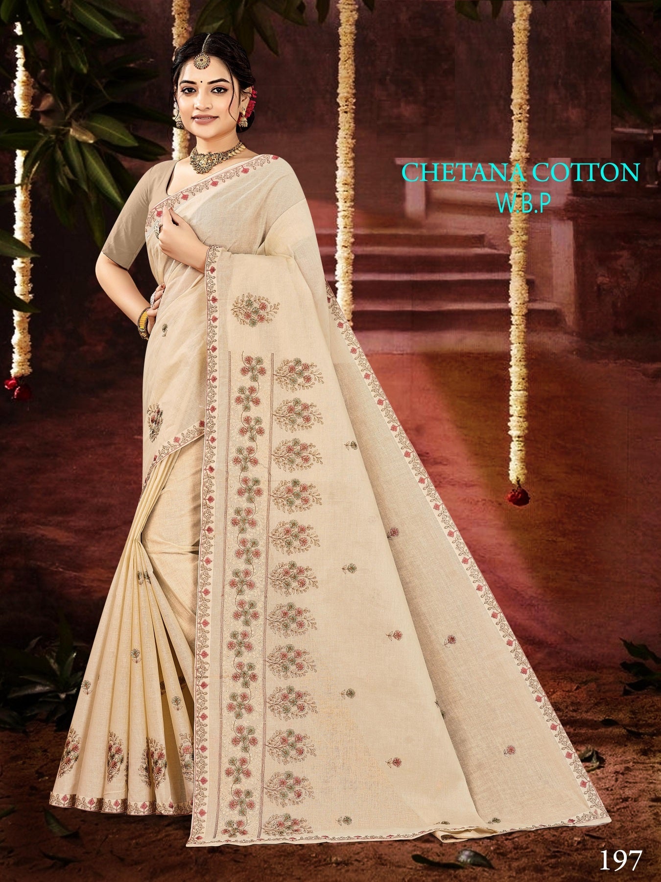 Chetna Cotton Work Saree W.B.P – Set of 8 Pcs -M.R. Saree Emporium