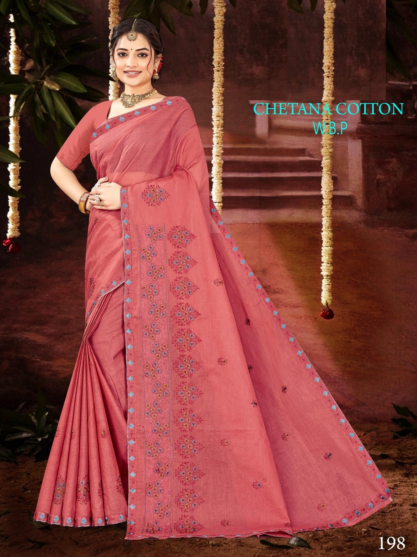 Chetna Cotton Work Saree W.B.P – Set of 8 Pcs -M.R. Saree Emporium