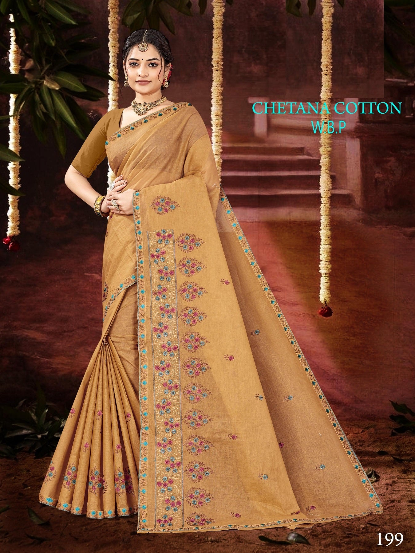 Chetna Cotton Work Saree W.B.P – Set of 8 Pcs -M.R. Saree Emporium