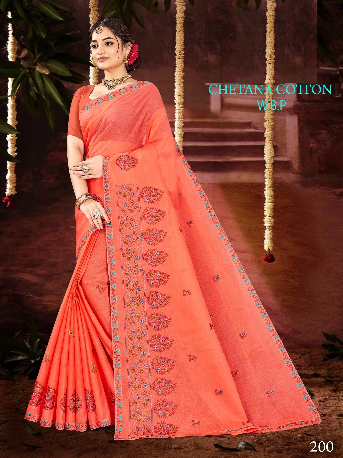 Chetna Cotton Work Saree W.B.P – Set of 8 Pcs -M.R. Saree Emporium