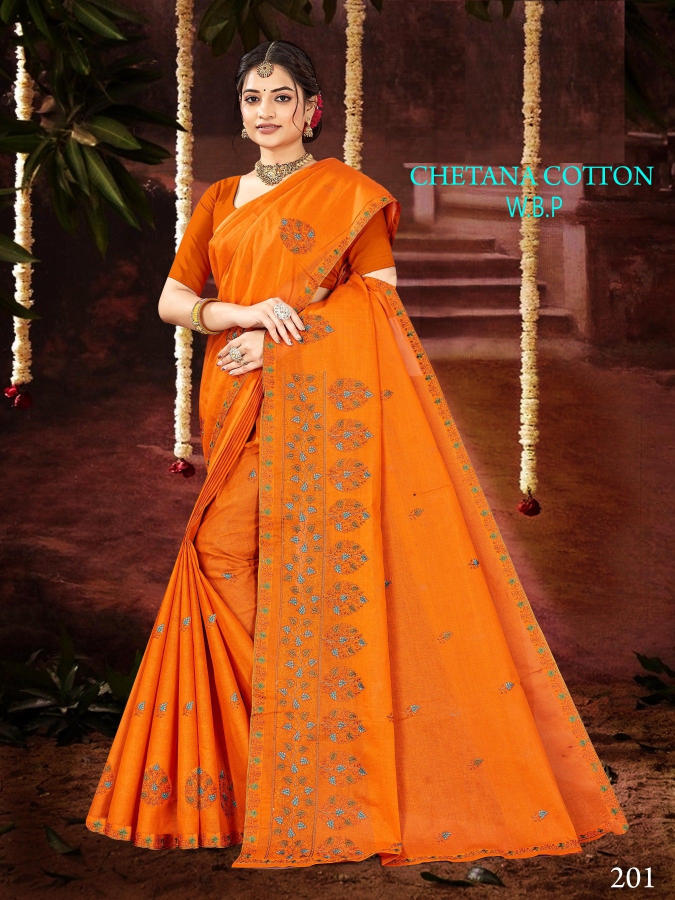 Chetna Cotton Work Saree W.B.P – Set of 8 Pcs -M.R. Saree Emporium