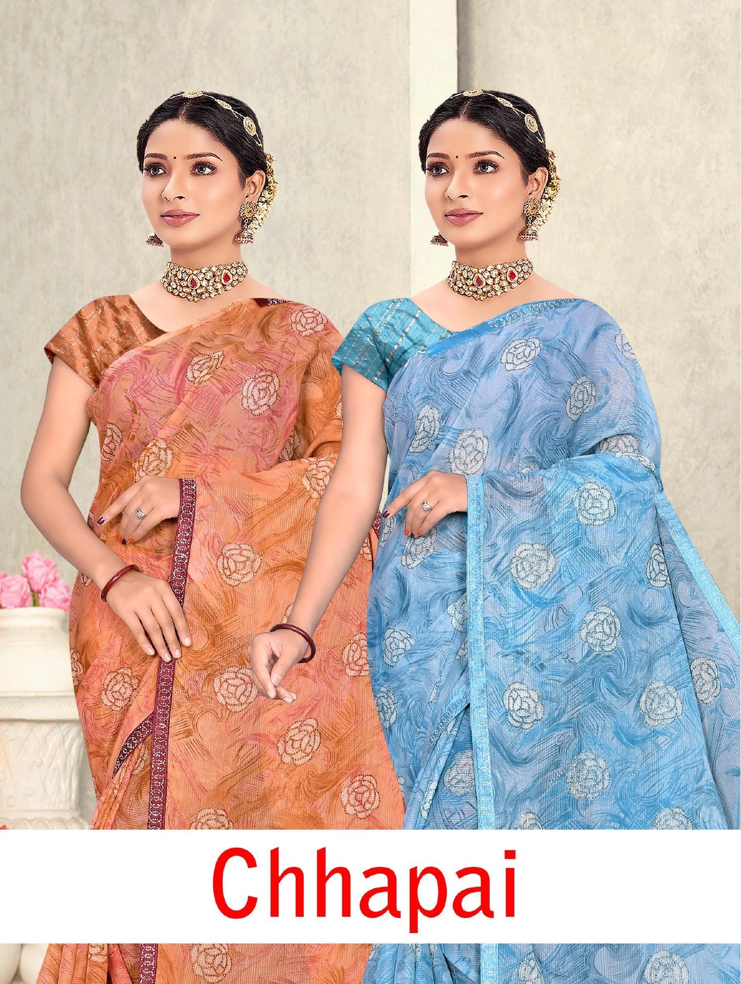 Chhapai Printed Saree Collection – 8 Pcs Set-Women Daily & Office Wear Sarees – M.R. Saree Emporium