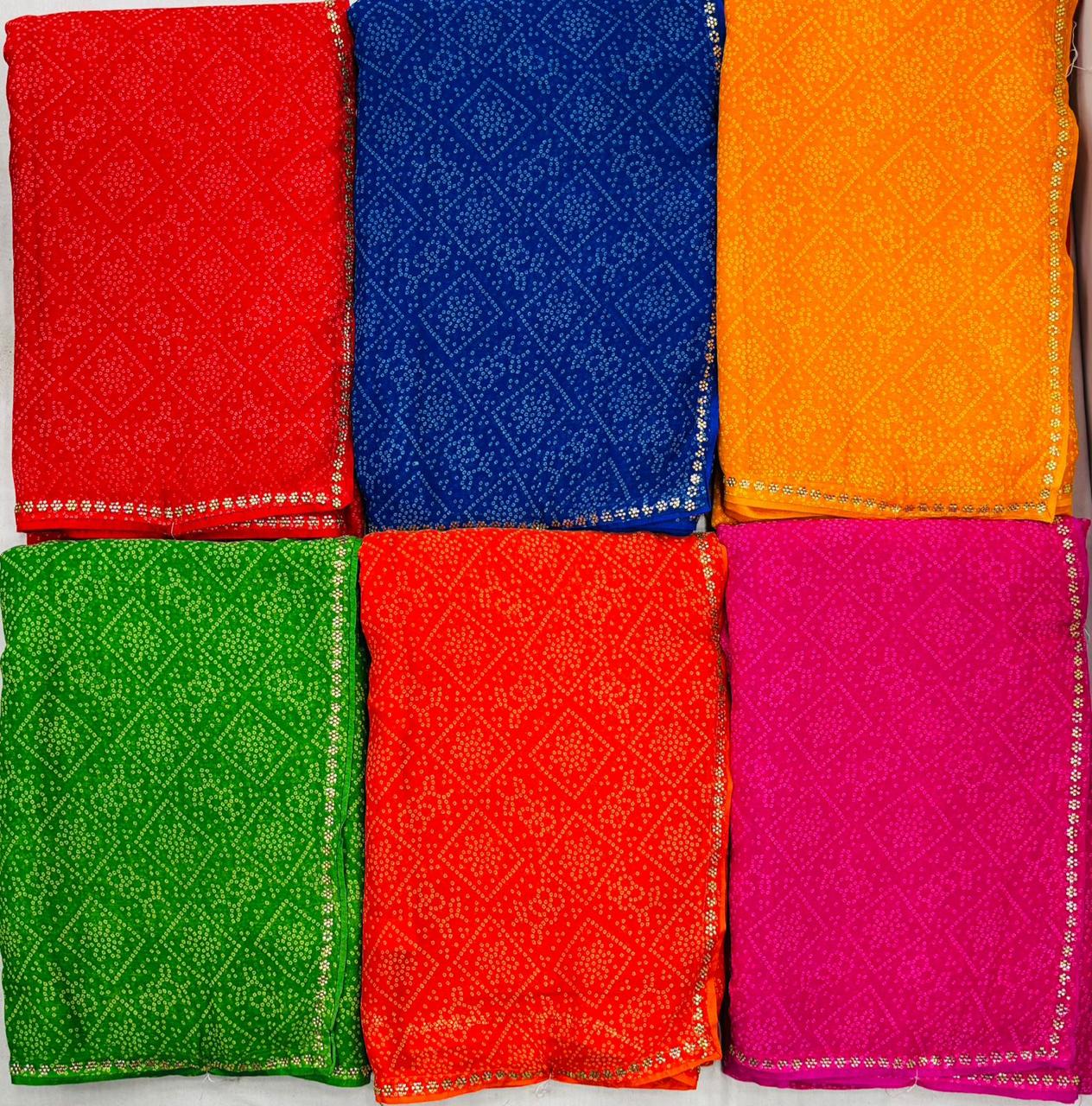 Printed Chiffon -11 Saree with Floral Design-6 PCS Set – M.R. Saree Emporium