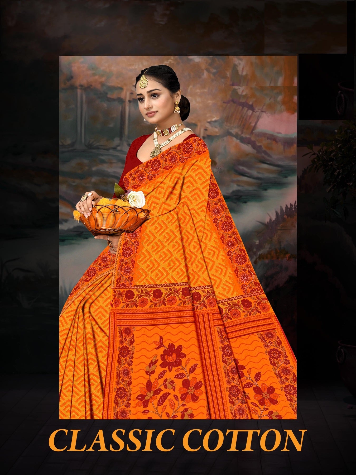 Fancy Printed Cotton Saree – Classic Cotton M.R. Saree Emporium