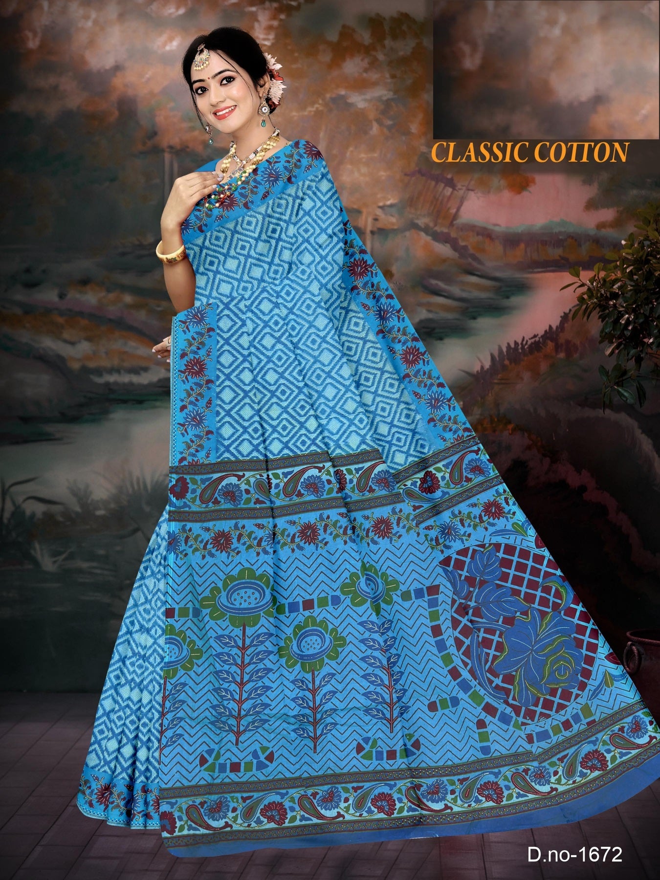 Fancy Printed Cotton Saree – Classic Cotton M.R. Saree Emporium