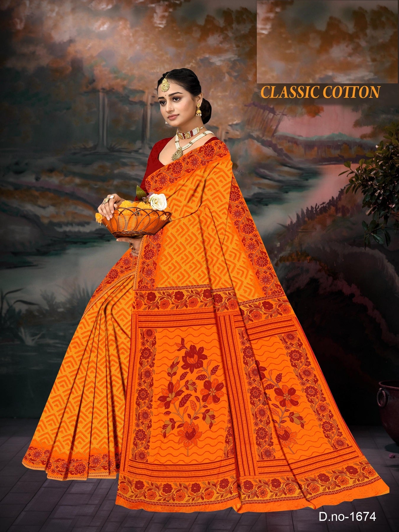 Fancy Printed Cotton Saree – Classic Cotton M.R. Saree Emporium
