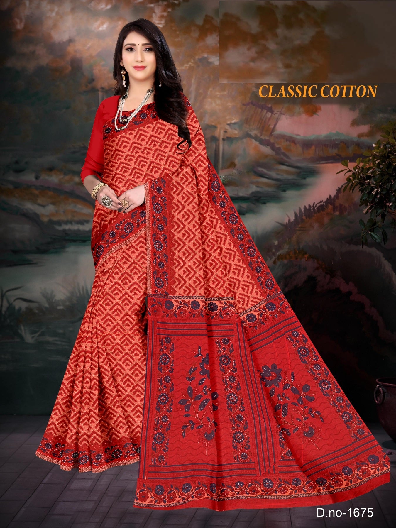 Fancy Printed Cotton Saree – Classic Cotton M.R. Saree Emporium