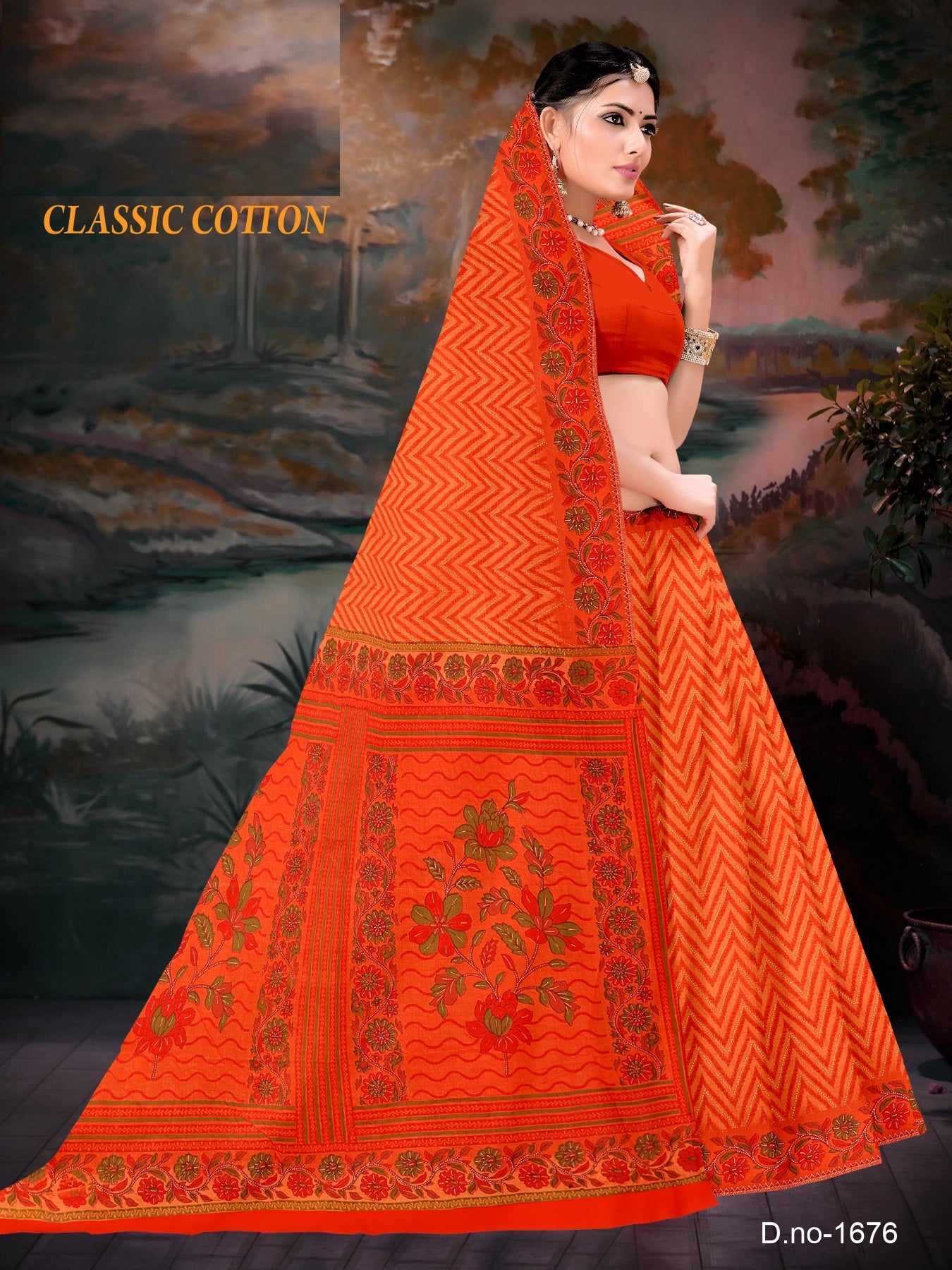 Fancy Printed Cotton Saree – Classic Cotton M.R. Saree Emporium