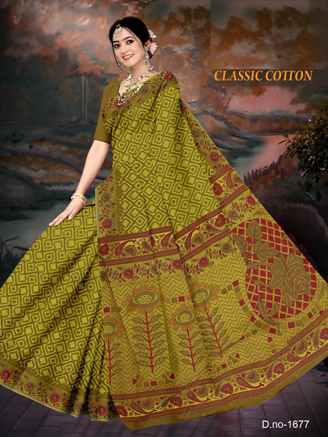 Fancy Printed Cotton Saree – Classic Cotton M.R. Saree Emporium