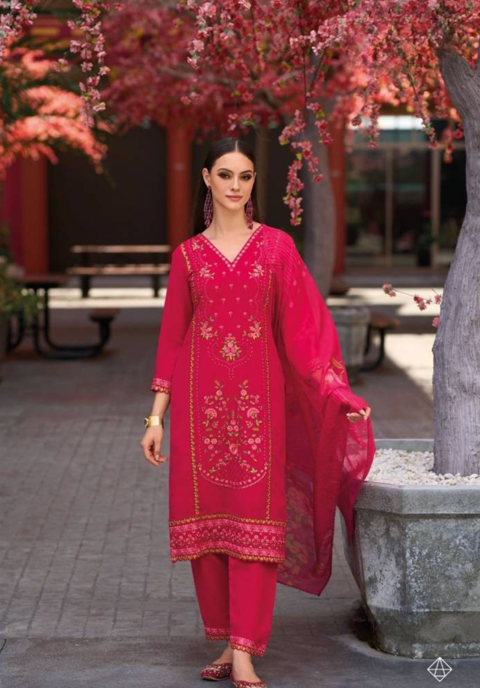 Clysi Sofiya Viscose Suit Set with Organza Dupatta (Set of 4 Designs) -M.R. Saree Emporium