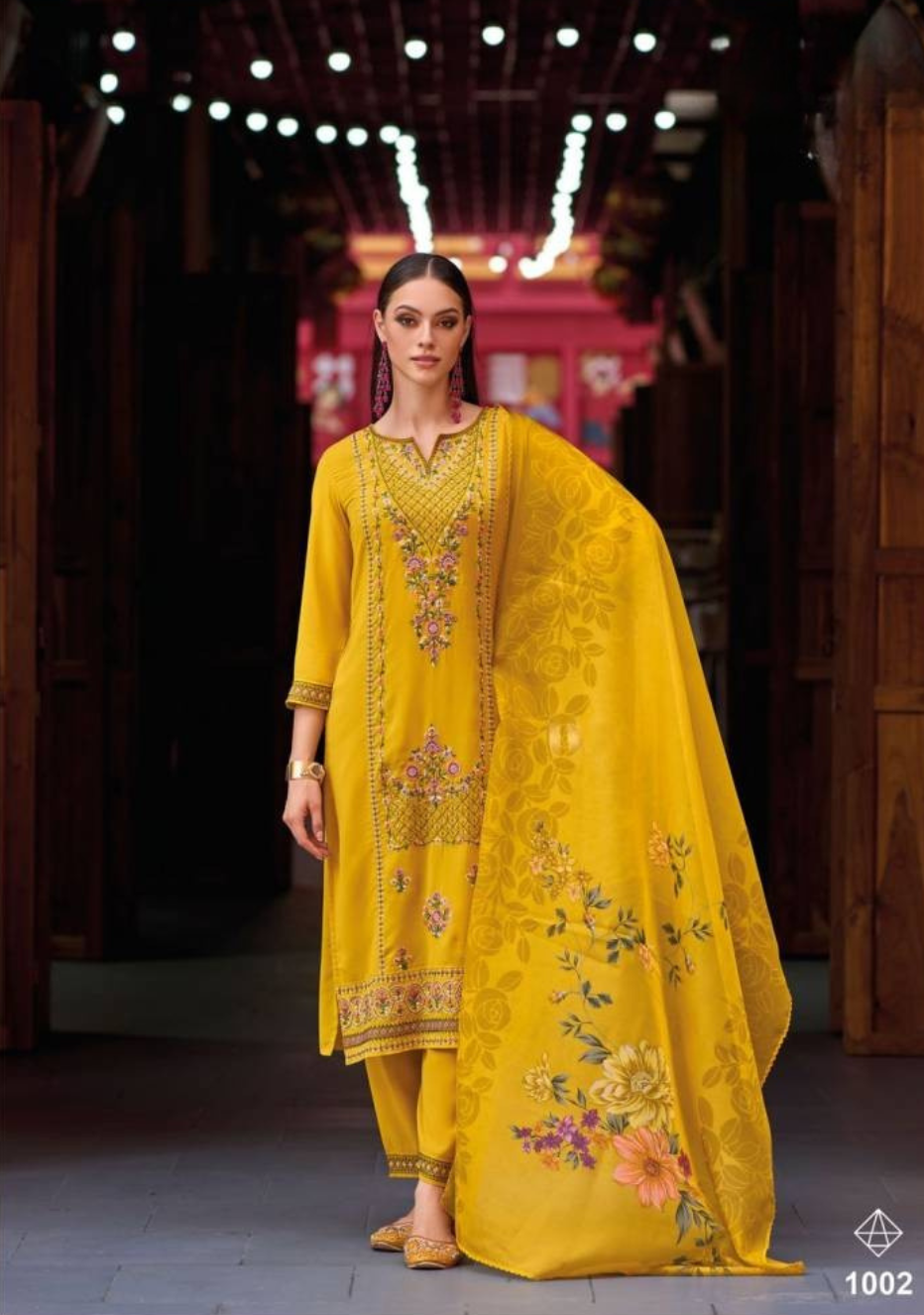 Clysi Sofiya Viscose Suit Set with Organza Dupatta (Set of 4 Designs) -M.R. Saree Emporium