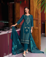 Clysi Sofiya Viscose Suit Set with Organza Dupatta (Set of 4 Designs) -M.R. Saree Emporium