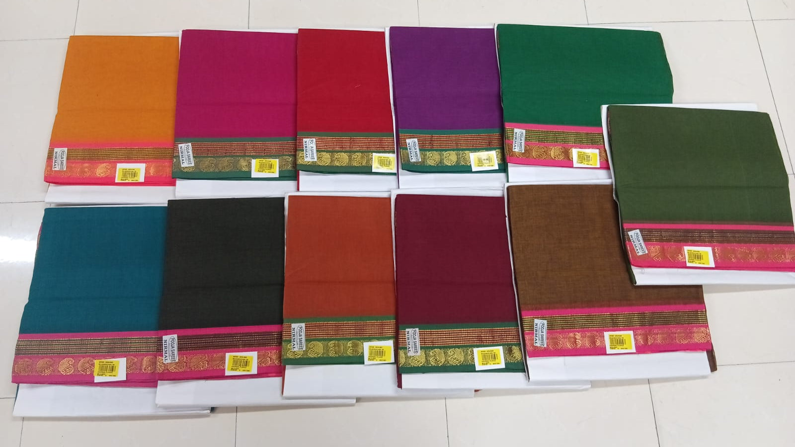 Nirmal Pure Cotton Saree with Zari Border – 11 Pcs Full Set -M.R. Saree Emporium