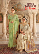 Cotton Culture-108 Premium Cotton Designer Saree - 4 Pcs Wholesale Set