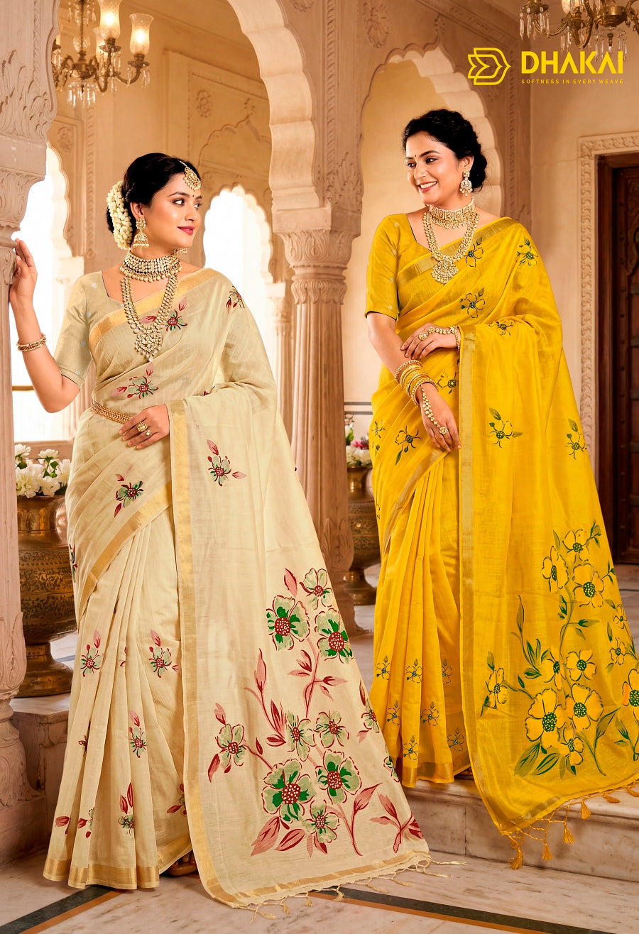 Cotton Culture-117 Premium Cotton Saree - 4 Pcs Set