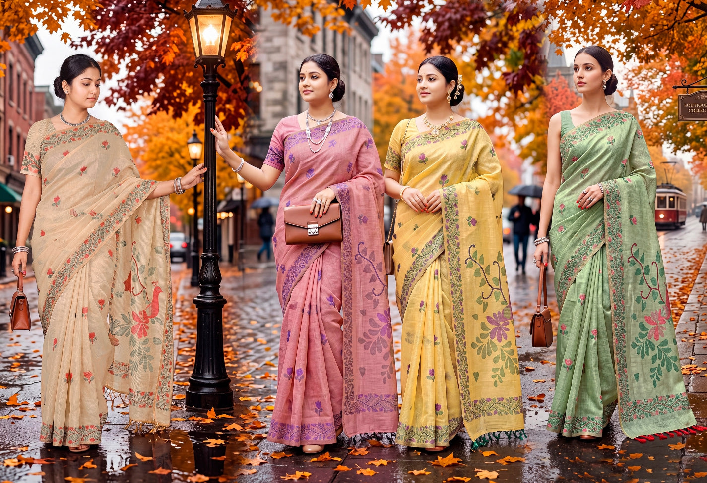 Cotton Culture-130 Premium Cotton Saree - 4 Pcs Set