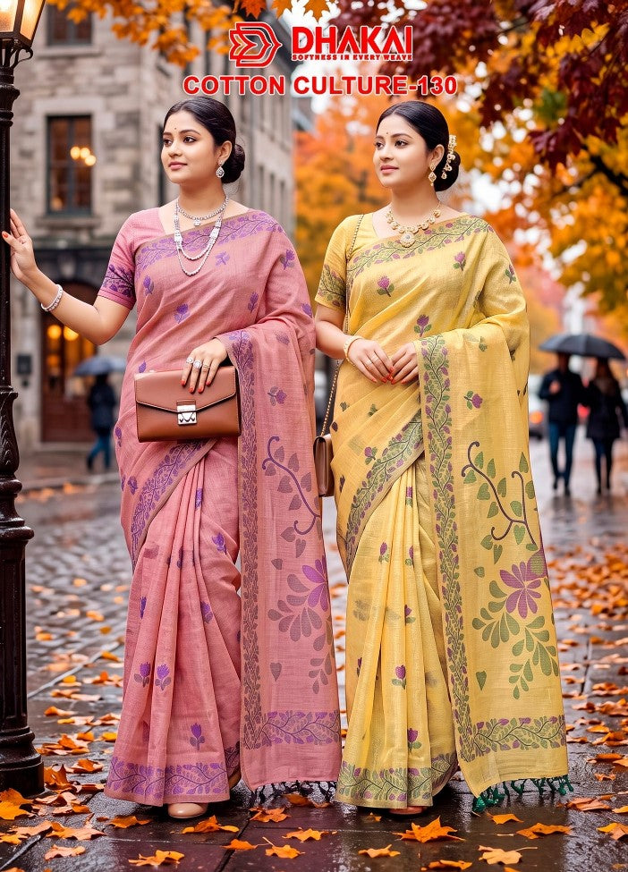 Cotton Culture-130 Premium Cotton Saree - 4 Pcs Set