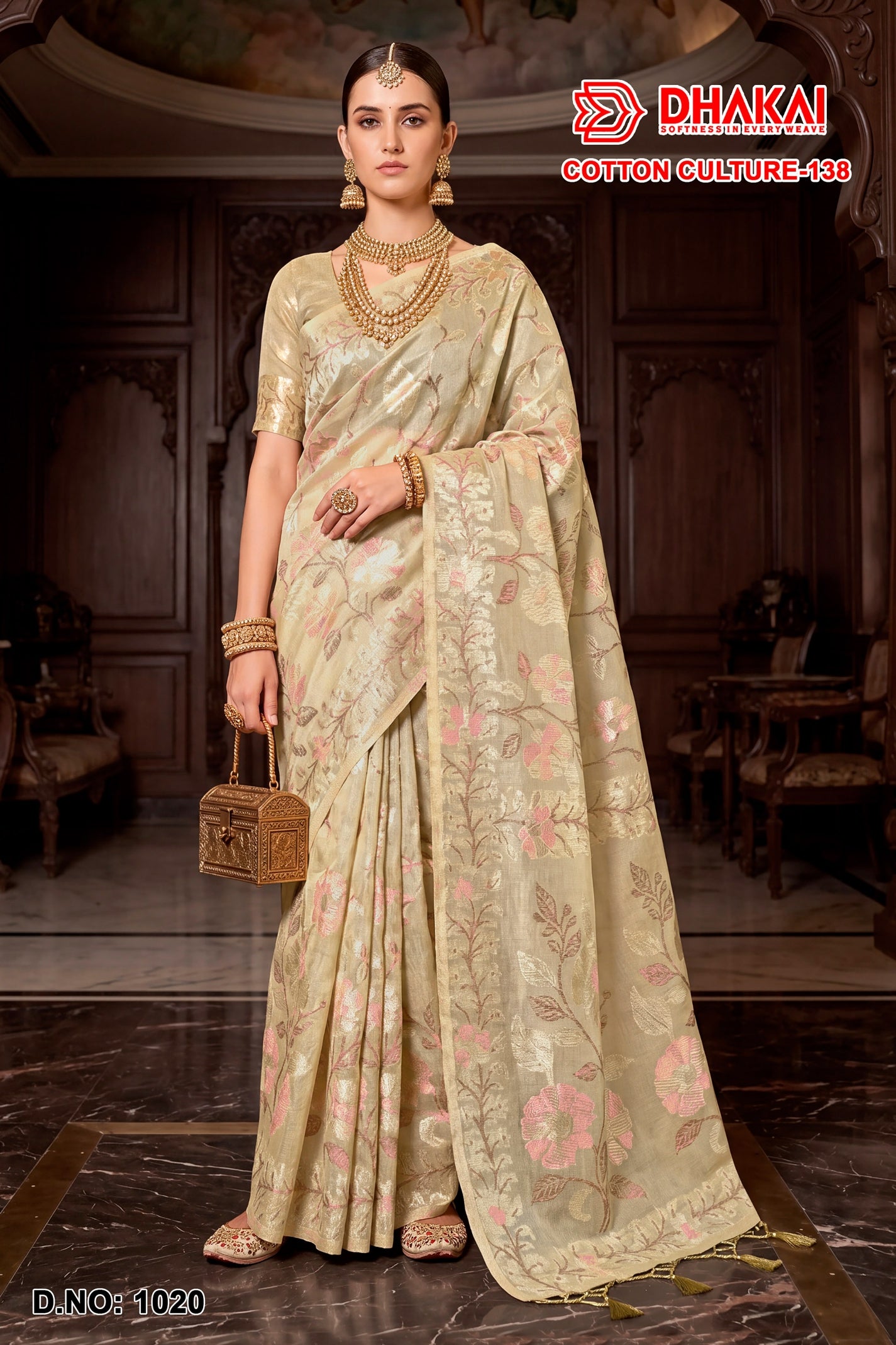 Cotton Culture-138 Premium Cotton Designer Saree - 4 Pcs Wholesale Set