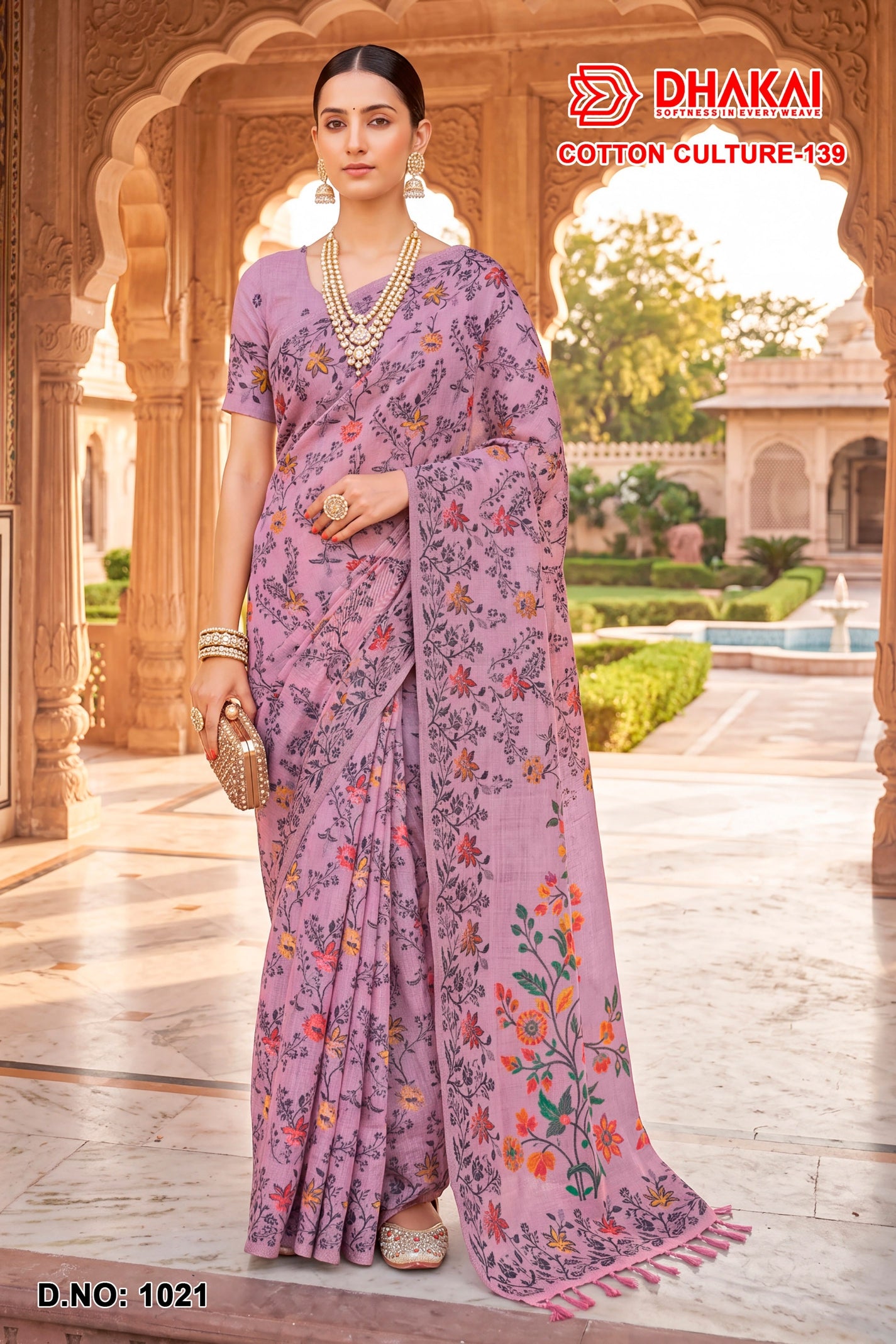 Cotton Culture-139 Printed Cotton Saree - 4 Pcs Set