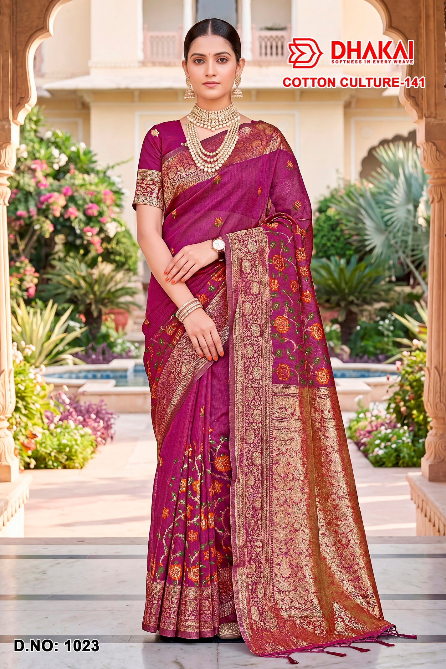 Cotton Culture-141 Premium Cotton Designer Saree - 4 Pcs Wholesale Set