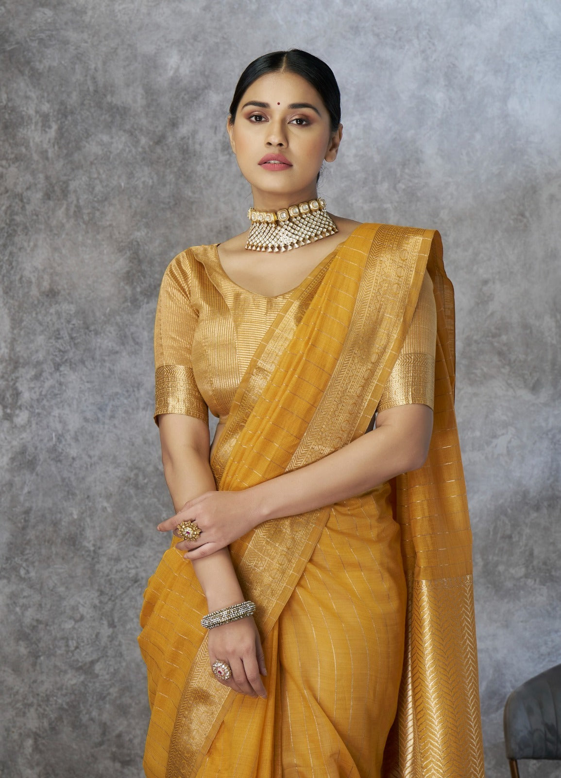 Women's Cotton Silk Saree with Zari Woven Border & Tassels