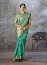 RajPath Ronak Cotton Silk Saree with Zari Woven Border - 6 PCS Set