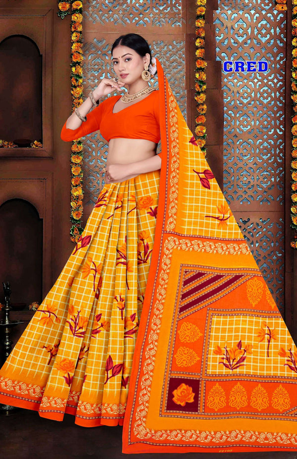 Cred Cotton Printed Saree Set – 10 Pcs -Pure Cotton Sarees - M.R. Saree Emporium