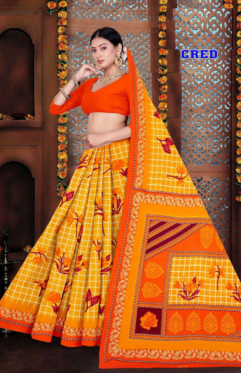 Cred Cotton Printed Saree Set – 10 Pcs -Pure Cotton Sarees - M.R. Saree Emporium