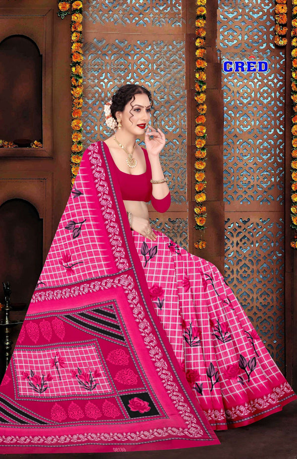 Cred Cotton Printed Saree Set – 10 Pcs -Pure Cotton Sarees - M.R. Saree Emporium