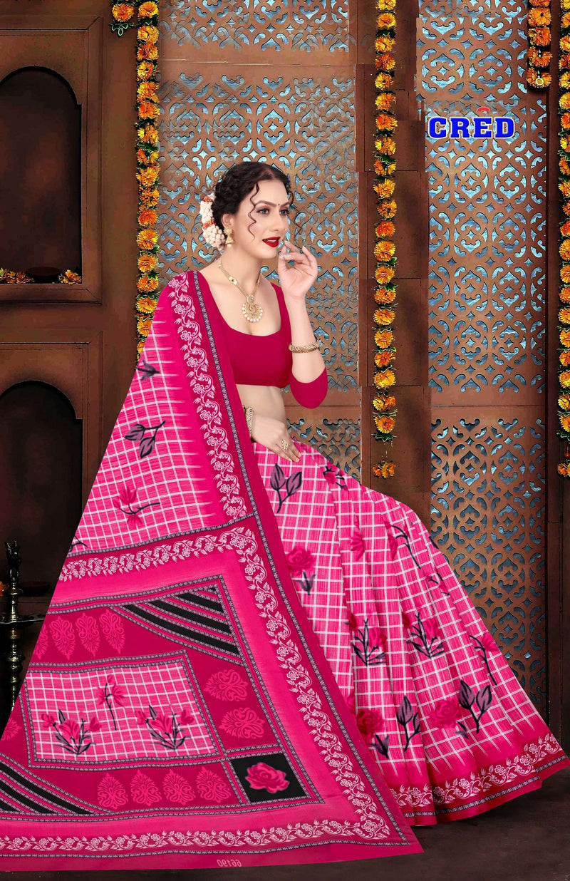Cred Cotton Printed Saree Set – 10 Pcs -Pure Cotton Sarees - M.R. Saree Emporium