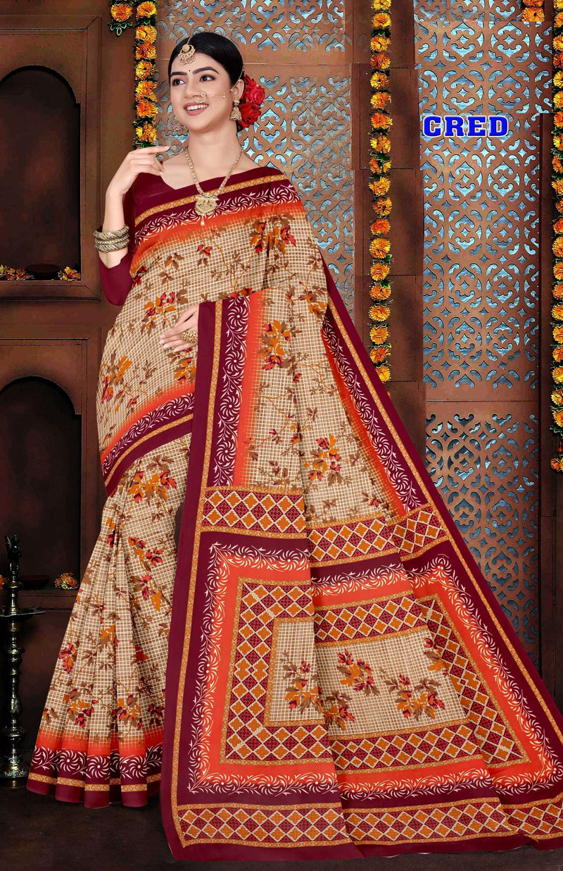 Cred Cotton Printed Saree Set – 10 Pcs -Pure Cotton Sarees - M.R. Saree Emporium