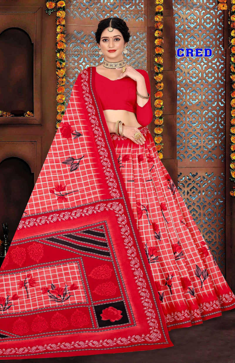 Cred Cotton Printed Saree Set – 10 Pcs -Pure Cotton Sarees - M.R. Saree Emporium