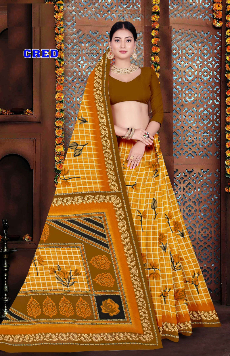 Cred Cotton Printed Saree Set – 10 Pcs -Pure Cotton Sarees - M.R. Saree Emporium