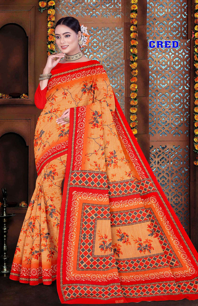 Cred Cotton Printed Saree Set – 10 Pcs -Pure Cotton Sarees - M.R. Saree Emporium